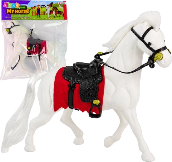 Figurina di cavallo bianco con sella – fattoria