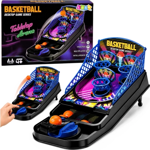 Mini gioco arcade di basket da tavolo con 3 canestri e lanciatore - 1 pezzo