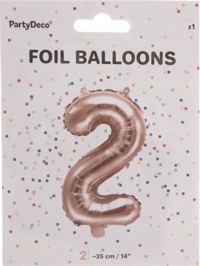 Palloncino in foil numero 2 rosa perla 35 cm