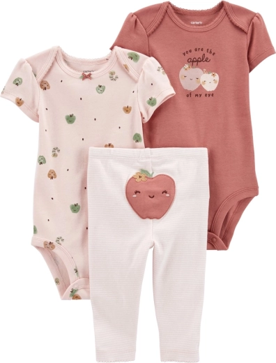Set Carter's da 3 pezzi per neonata Pink Apple – 2× body a manica corta e leggings