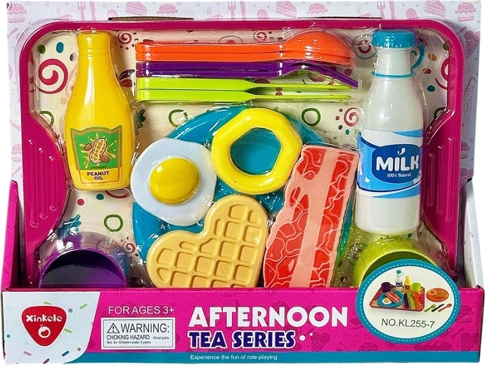 Set da cucina con alimenti e stoviglie per bambini