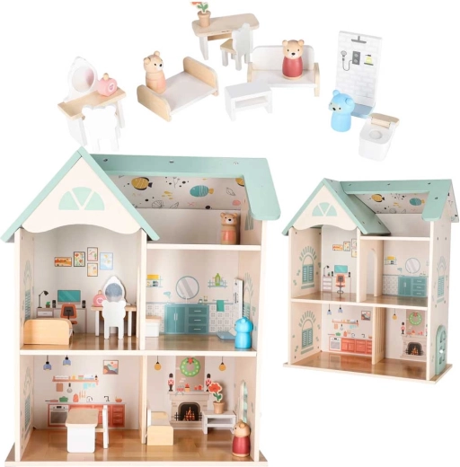 Casa delle bambole in legno LULILO 56 cm menta opaco