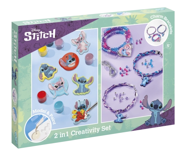 Set creativo 2 in 1 DISNEY STITCH – creazione di braccialetti e pittura di figurine in gesso
