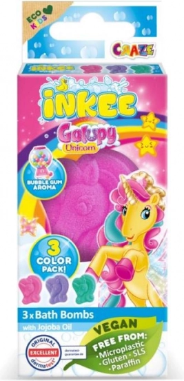 Inkee mini confezione di bombe frizzanti da bagno Unicorno Galupy