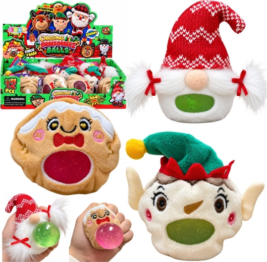 Antistress natalizio in peluche da schiacciare con glitter 8 cm - 1 pezzo