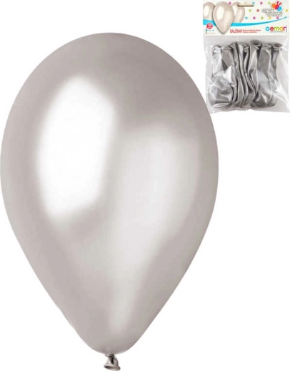Palloncini in lattice Gemar metallici argento 26 cm - set da 10 pz