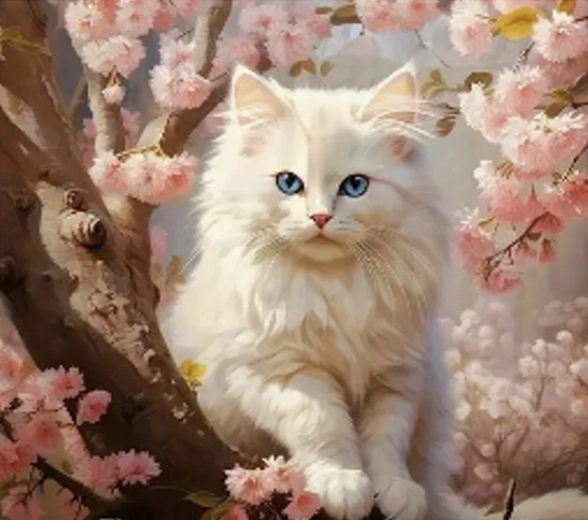Norimpex diamond painting Gatto bianco sull'albero 30 × 40 cm