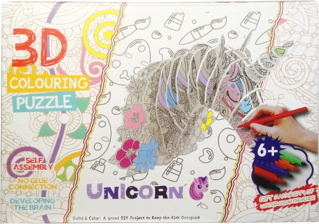 Puzzle 3D unicorno da colorare