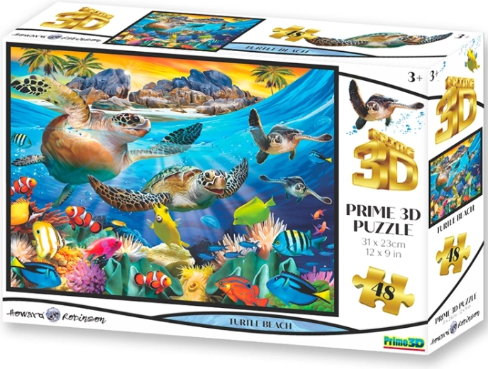 Puzzle 3D spiaggia delle tartarughe 48 pezzi