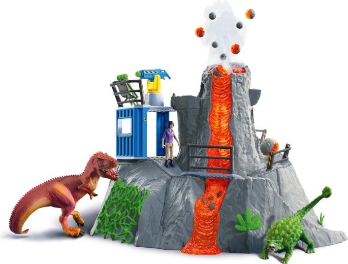 Vulcano Schleich Dinosaurs con dinosauri e ricercatrice Yuki