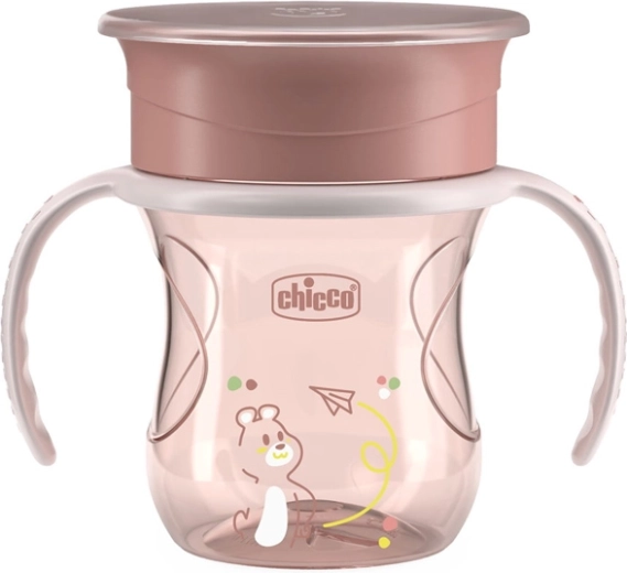 Chicco bicchiere Perfect Cup 360° con manici, rosa, 12 m+