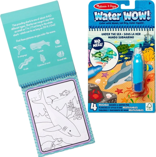 Libretto da colorare ad acqua Water Wow! Mondo sottomarino con penna ad acqua