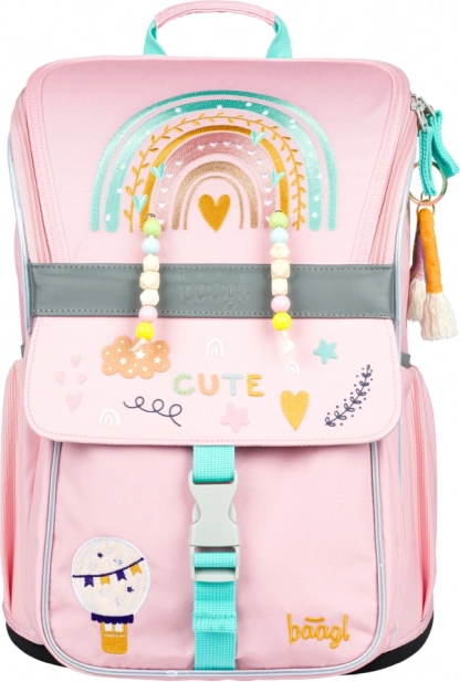 BAAGL Cartella scolastica Zippy Arcobaleno rosa