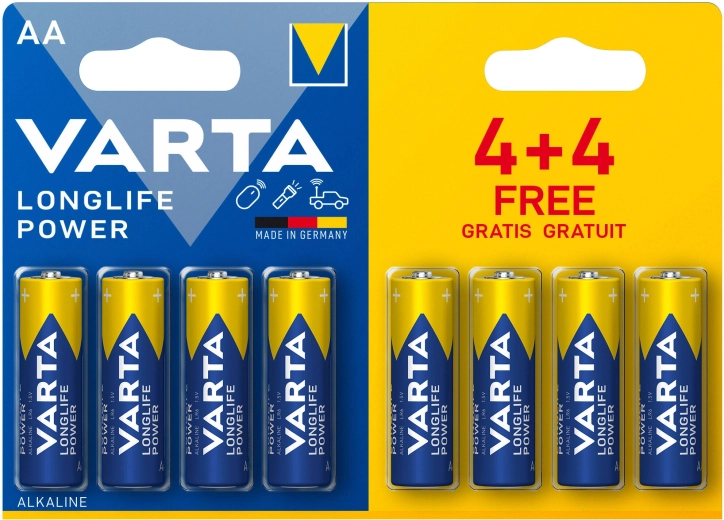 Batterie alcaline AA Longlife Power Varta 8 pz