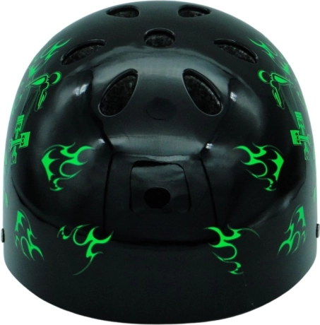 Casco bici e skate con teschio nero-verde M (55–58 cm)