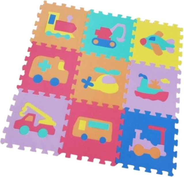 Puzzle da pavimento in schiuma - mezzi di trasporto, 9 pz