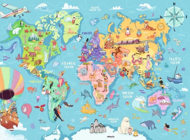 Puzzle Mappa del Mondo XXL 100 pezzi