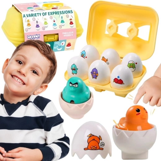 Gioco Montessori a incastro Woopie con uova e pulcini - 6 pezzi