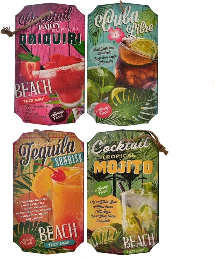 Cartello in legno Cocktail 20 × 24 cm (assortimento 4 varianti)
