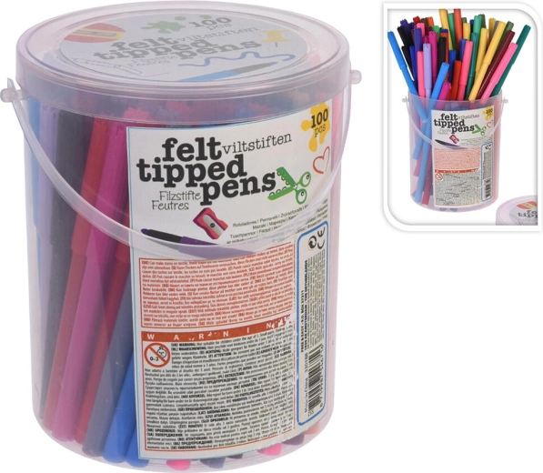Set di pennarelli 20 colori in box di plastica, 100 pz