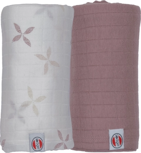 Lodger swaddler Solid matcha powder/rose 110 × 110 cm, set da 2 pezzi