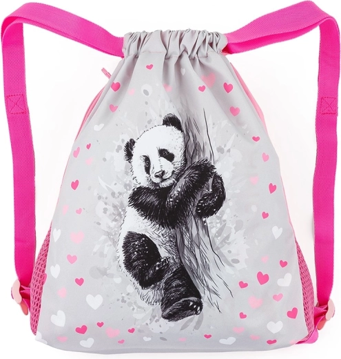 Bagmaster sacchetto scolastico per scarpe di ricambio e ginnastica panda