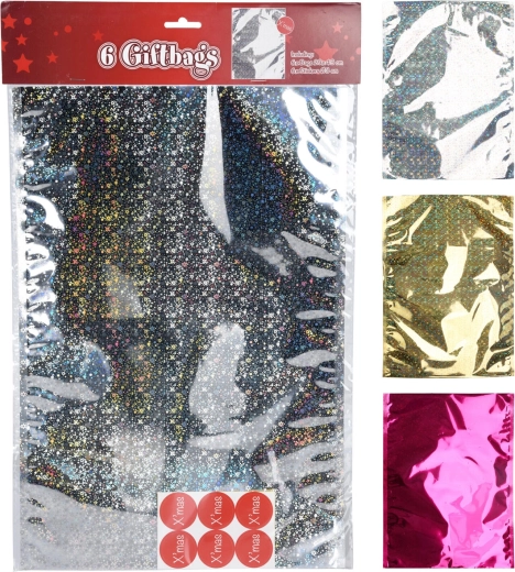Sacchetti regalo in cellophane con adesivi 43 × 29 cm, mix di colori (6+6 pz)