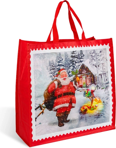 Borsa regalo natalizia Babbo Natale rossa 45 × 44 × 19 cm