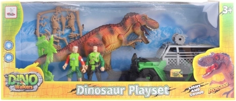 Set con dinosauro a batteria e fuoristrada