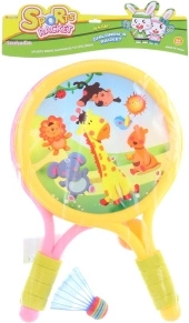 Racchette per bambini con animaletti – set con pallina e cestino