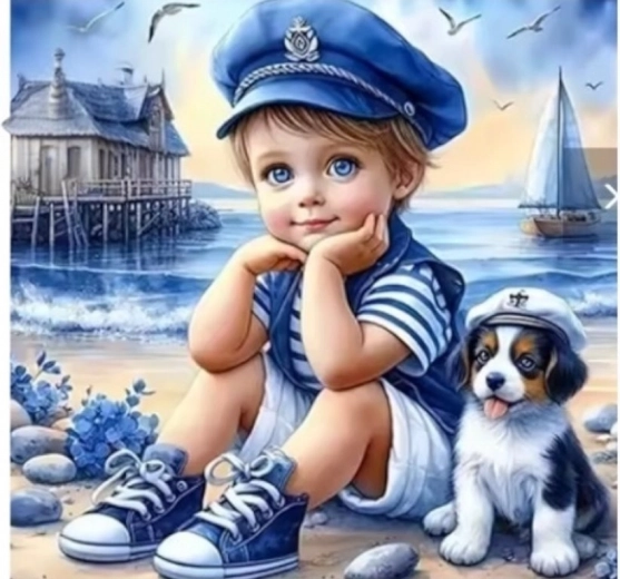 Pittura diamantata Piccolo Marinaio 30 × 40 cm