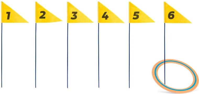 Disc golf da esterno con bandierine numerate