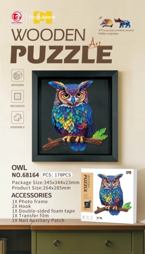 Puzzle in legno con gufo e 178 pezzi