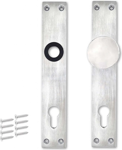 Placca in alluminio con pomolo per cilindro 90 mm senza maniglia