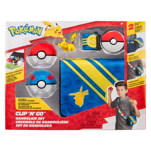 Pokémon Clip ‘N’ Go set da allenatore con Pikachu – cintura, 2 Poké Ball e custodia