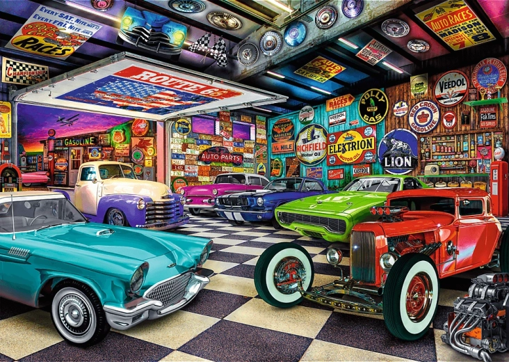 Trefl Puzzle Premium Plus Tea Time: garage del collezionista di auto 1000 pezzi