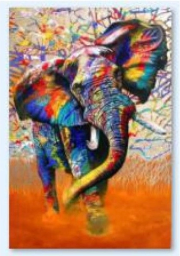 Ricamo con diamanti (diamond painting) elefante a colori 30 × 40 cm - 1 pezzo