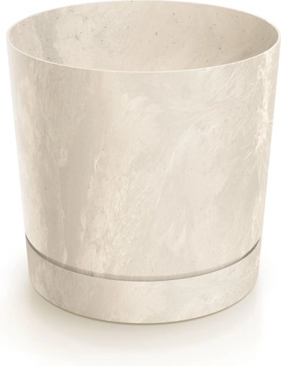 Vaso Tubo P effetto cemento crema 17,8 cm