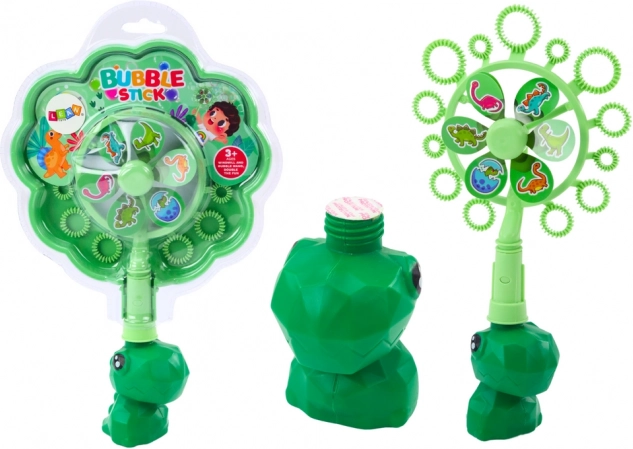 Bolle di sapone con ventolino dinosauro con ciotola verde