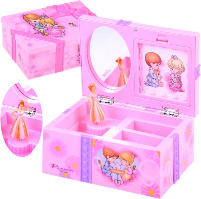 Portagioie rosa con carillon per piccole signorine