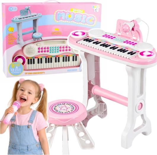 Tastiera elettronica per bambini con microfono e MP3, rosa