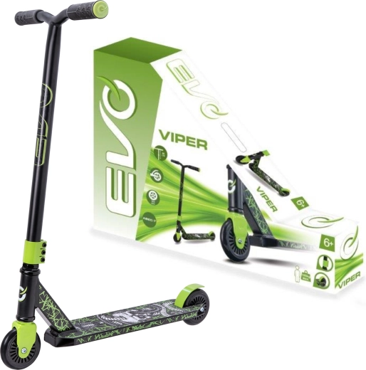 EVO Viper monopattino per bambini da città, nero‑verde, 6+