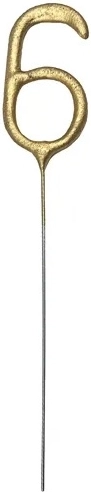 Fontana per torta (fuoco freddo) numero 6 dorata 15 cm - 1 pezzo