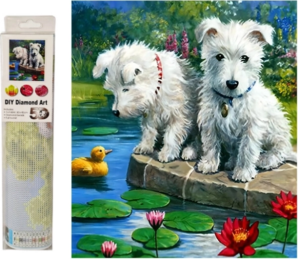 Mosaico di diamanti – cagnolini sull’acqua