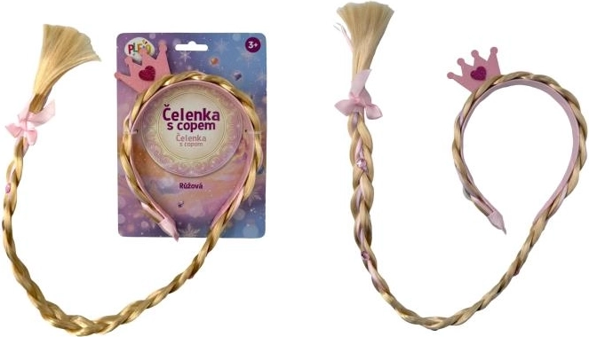 Cerchietto Plejo con treccia rosa