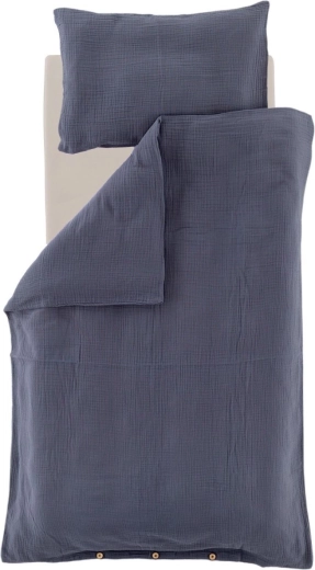 Träumeland biancheria da letto in mussola GOTS blu 100 × 135 cm + 40 × 60 cm