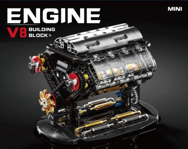 Kit di costruzione di un motore V8, 502 pezzi