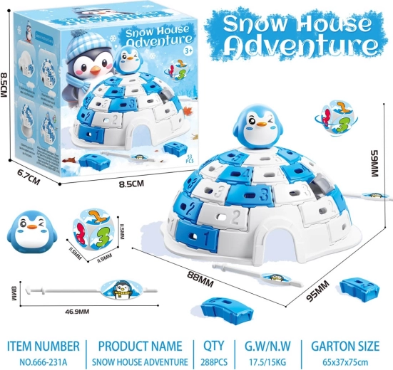 Gioco di abilità igloo di ghiaccio con pinguino