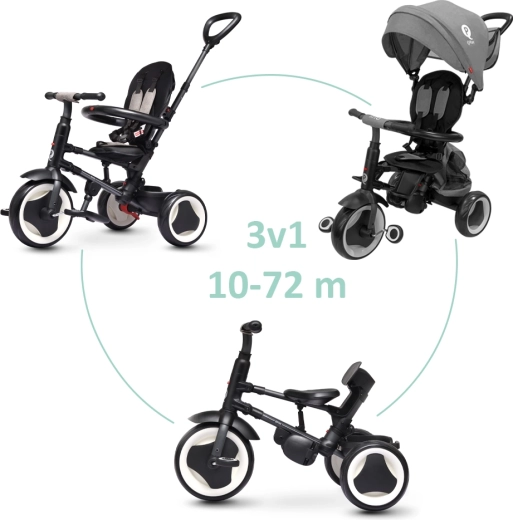 Triciclo Qplay Rito EVA Plus grigio per bambini 10–72 mesi