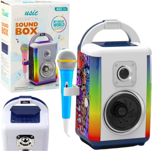 Set musicale per bambini Sound Box con microfono, Bluetooth e luci LED